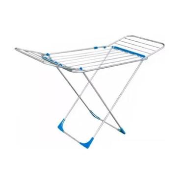 Imagem de Varal P/Roupas De Chão 100% Alumínio Grande Reforçado Com Abas Dobrável Retrátil Resistente