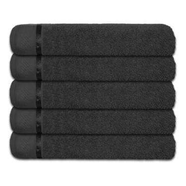 Imagem de Kit 5 Toalhas de Banho Grandes e Macias – Algodão 100% Conforto e Absorção Perfeita para Hotel Casa (Preta)