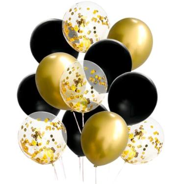 Imagem de JOJO FLY 50 balões pretos e dourados de 30,5 cm, balões dourados de confetes, aposentadoria, decorações de festa de aniversário, decorações de véspera de ano novo, suprimentos de festa de formatura