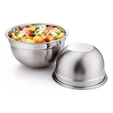 Imagem de Tigela Bowl Inox 28Cm Aço Inoxidável 4L Saladeira Profissional Gourmet Para Cozinha e Culinária