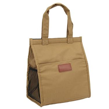 Imagem de ZAWELIYO Lancheira Isolada Feita de Folha de Alumínio para Alimentos Quentes, à Prova D'água e Resistente Ao Desgaste, para Adultos e Bolsa de Pano Oxford de Grande Capacidade (Cáqui)