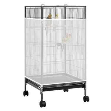 Imagem de Trinkrittey Gaiola grande para pássaros, 78,7 x 299,7 cm, capa de gaiola de pássaro grande, ajustável, faixa elástica, saia, malha de nylon, para gaiolas de papagaio e periquito