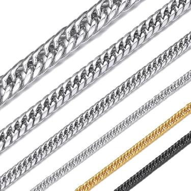 Imagem de ChainsHouse Corrente de elos cubanos para homens e mulheres, joias hip hop de aço inoxidável/preto/banhado a ouro 14K, 3,5/6/9/12 mm de largura, opções de 45 a 91 cm (enviar caixa de presente), 28