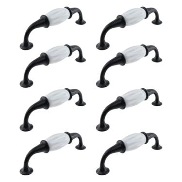 Imagem de Chinflly Puxadores de cerâmica puxadores de cerâmica antigo vintage funiture hardware espaçamento 97 mm/3,82 polegadas para cômoda de cozinha, armário porta de gaveta com parafusos de montagem, 8