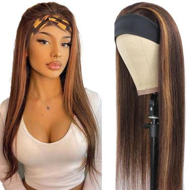 Imagem de Peruca com faixa de cabeça YiweYowe P430 Destaque cabelo humano castan