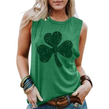 Imagem de Camiseta regata MEESHEEP St. Patrick's Day para mulheres verde tamanho