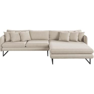 Imagem de Sofá Jade Com Chaise Lateral Direita 2,84m Em Linho Cor Cru 2520
