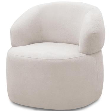 Imagem de Poltrona Giratória Sala De Estar Living Orgânico Carmen F04 Bouclê Cru - Lyam Decor