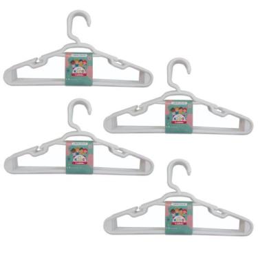 Imagem de Kit 20 Cabides Infantil Branco Plástico Reforçado 28x14cm - Trioplast