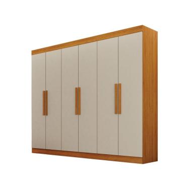 Imagem de Guarda Roupa Casal 6 Portas 4 Gavetas Canadá S/ Espelho Com Pés - Leifer Móveis Cinamomo/off White