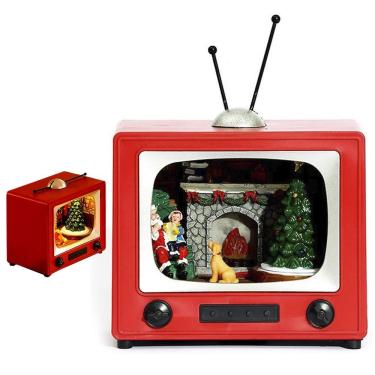 Imagem de Enfeite Televisao Natal Papai Noel Arvore Natalina Musica Led Som Festa Evento Casa Festa Fim De Ano Tv Vintage Retro