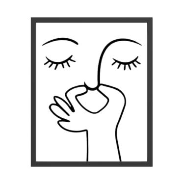 Imagem de Decoração de parede de banheiro preto e branco, mau cheiro, humorístico, imagem de vaso sanitário, impressão de pintura moderna, minimalista, sinal de banheiro (20 x 25 sem moldura)