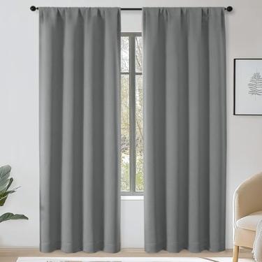 Imagem de OWENIE Cortinas blackout cinza claro da Sally, 213 cm de comprimento, conjunto de 2 painéis para quarto, sala de estar, cortinas de tratamento de janela com isolamento térmico sólido, 2 peças cada L