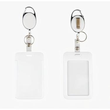 Imagem de Porta-crachás, porta-crachás deslizantes, conjunto de clipes retráteis, estojo de plástico, para cartões de ônibus/cartões de crédito/passes, preto