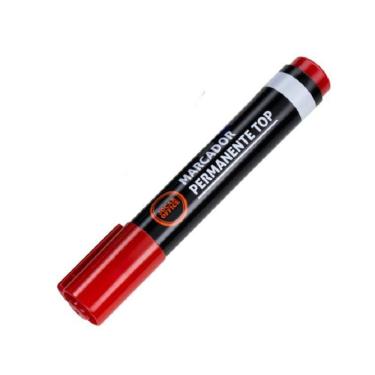 Imagem de Kit 12 Marcador Permanente Ponta Chanfrada Vermelho - 108528