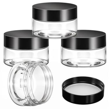 Imagem de LXUEJEI 4 peças de frascos de viagem de boca larga à prova de vazamento, frascos redondos de plástico com tampas para armazenamento, maquiagem, produtos de beleza, cremes faciais, esfoliantes