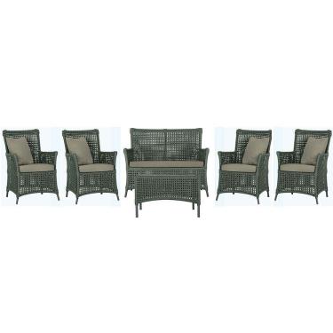 Imagem de Jogo Sofá 4 Poltronas E Mesa Igapó Preta E8 Trama Original Verde