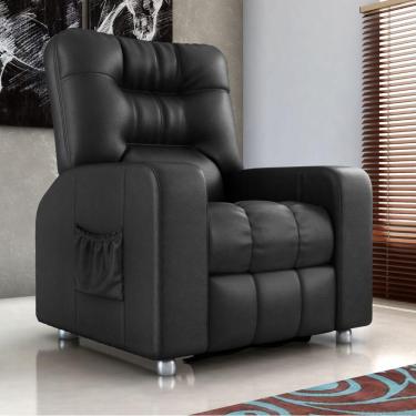 Imagem de Poltrona Almofadada Reclinável Hull Sintetico Preto