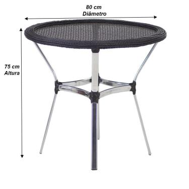 Imagem de 6 Cadeiras Alumínio E Mesa Tampo Varanda Jardim Piscina Preto