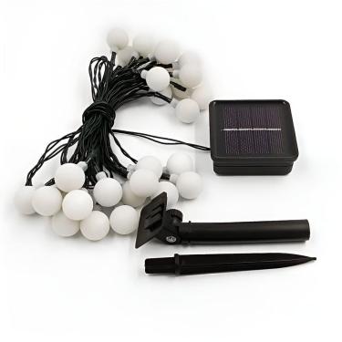 Imagem de Cordão Leds Solar Lâmpadas Luzes Bolinhas Amarela Natal 5m