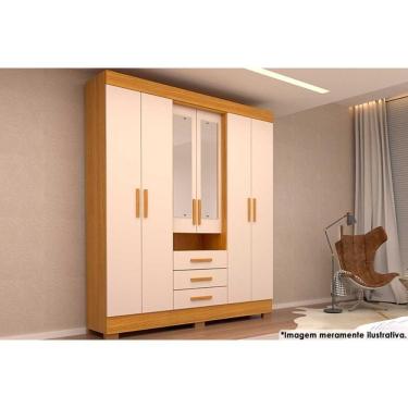 Imagem de Guarda Roupa 6 Portas (2 C- Espelho) E 3 Gavetas Débora Nature-off White - Acp