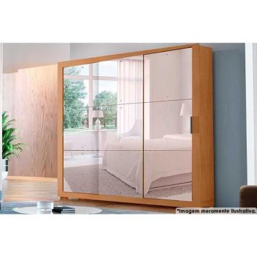 Imagem de Guarda Roupa Solteiro 3 Portas De Correr C- Espelho E 4 Gavetas C- Pés Veneza Gold Naturale - Rufato