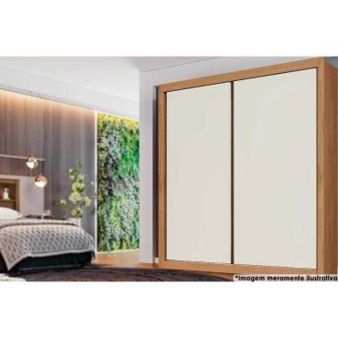 Imagem de Guarda Roupa Solteiro 2 Portas de Correr e 4 Gavetas Zurique Peroba/Off White/Peroba - Europa