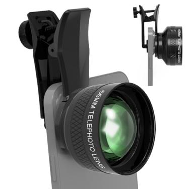 Imagem de Veedzoens Lente teleobjetiva de 65 mm para smartphones iPhone Android, com clipe universal de lente de telefone de rosca de 17 mm e bolsa portátil, compatível com SmallRig e NEEWER Phone Cage