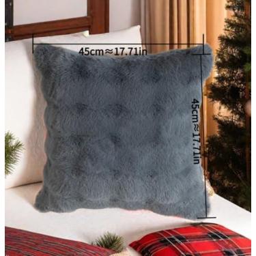 Imagem de Pacote com 2 capas de almofada, 3D, densas, falsas, aconchegantes, supermacias, felpudas, para sofá, sala de estar, 45,7 x 45,7 cm (cinza escuro-3)