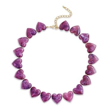 Imagem de YUJIE Colar gargantilha feminina com coração de acrílico âmbar, vintage, punk, acessório moderno, statement, Resina, Sem Pedra Preciosa