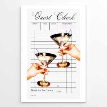 Imagem de Cartaz de verificação de convidado, arte de parede de coquetel, retrô, pôsteres de martini, arte de bar, impressão em tela, moderno, feminino, pôster, vintage, divertido, decoração de festa, imagens