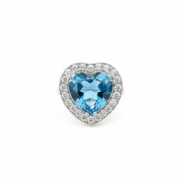 Imagem de Anel de casamento feminino com strass de coração grande, ajustável, grosso, exagerado, coração de coração, compromisso, anel de compromisso, anel de noivado de luxo, joia de aniversário de casamento