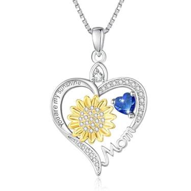Imagem de HeartMelody Colares de coração de girassol para mulheres, You Are My Sunshine, banhado a ouro branco 18 K, colar com pedra do mês de nascimento, joias de girassol para todos os dias, presentes de