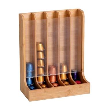 Imagem de Organizador Porta Cápsulas de Café em Bambu Suporte Vertical Universal Premium com 5 Compartimentos