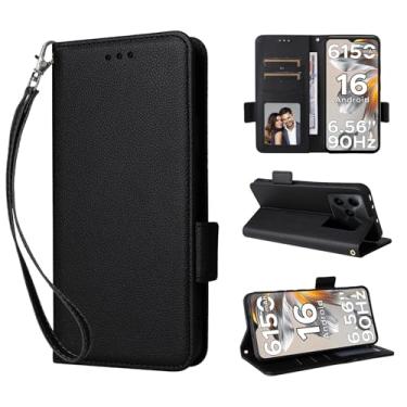 Imagem de KONXISA Capa carteira para DOOGEE Note 56, capa PU com suporte para cartão, capa protetora flip para DOOGEE Note 56 com função de suporte, fecho magnético lateral, proteção contra quedas, proteção