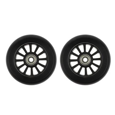 Imagem de #N/A 2 peças PU 100 mm Scooter rodas de alta elasticidade patins substituição - preto