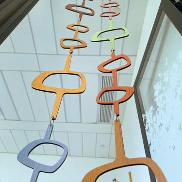 Imagem de MidModArt 12 peças de painéis de parede de pendurar em PVC, arte de parede moderna de meados do século, divisórias decorativas de textura de madeira colorida MCM para quarto de jantar estudo 26,4 cm x