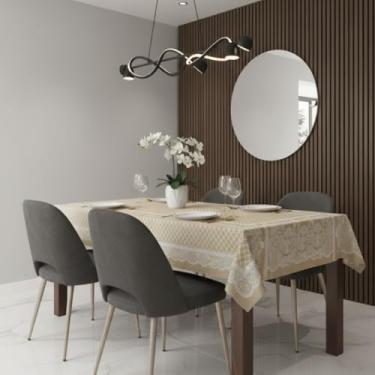 Imagem de TOALHA DE MESA LINHÃO EM TECIDO LINHO RUSTICO (FLORAL ALAMBRADO, 140X140)