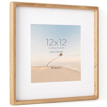 Imagem de Fun Memories Moldura 30,5 x 30,5 cm, molduras de madeira de carvalho originárias dos EUA com vidro temperado HD, molduras de madeira quadradas de canto arredondado feitas à mão para fotos 20 x 20,3 cm