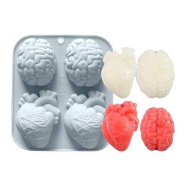 Imagem de Molde de bolo de coração humano 3D, moldes realistas de fundição de cimento de coração humano 3D, artesanato multiuso para muffin, argila, resina, , chocolate, sobremesa, geleia