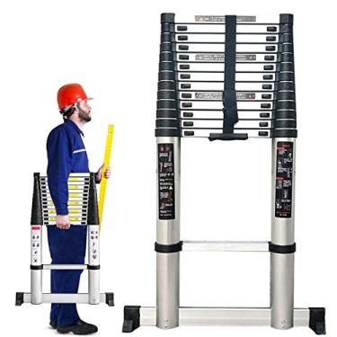 Imagem de Escada de extensão telescópica de alumínio de 8 m para telhados de casa, sótãos, trabalho externo e interno, capacidade de carga de 150 kg