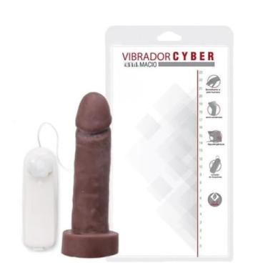 Imagem de Prótese Em Cyber Macio Vibração Multivelocidade 15,5 X 3,7Cm Dildo Vibrador Pênis Realista CKT3125 (CHOCOLATE)