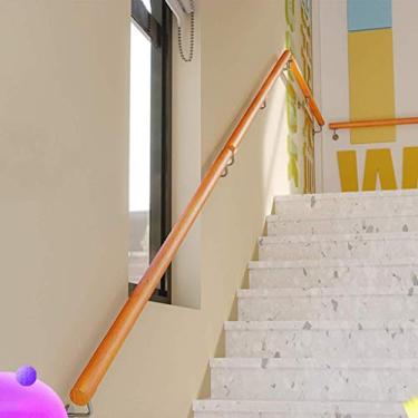 Imagem de Trilho de escada antiderrapante de madeira de pinheiro, casa de jardim de infância para idosos internos villa loft hospital corredor corrimão, corrimão de deck de varanda (1 pés-6 m) (tamanho: 3,7 m)