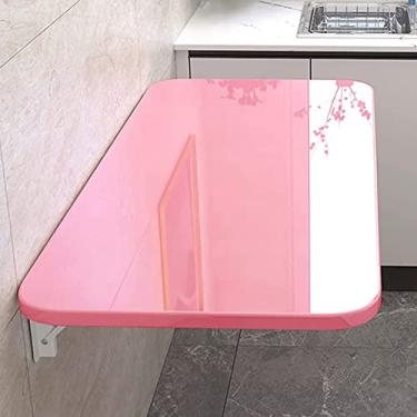 Imagem de Mesa dobrável de madeira, mesa dobrável para espaços pequenos, mesa de cozinha suspensa na parede, mesa de trabalho dobrável, mesa de parede dobrável para casa, escritório, bar, lavanderia, quarto