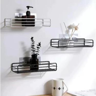 Imagem de Kit 2 Prateleira de Canto Porta Shampoo Sabonete Suporte Box Banheiro Organizador Sem Furar Parede Nicho Organizador (Branco)