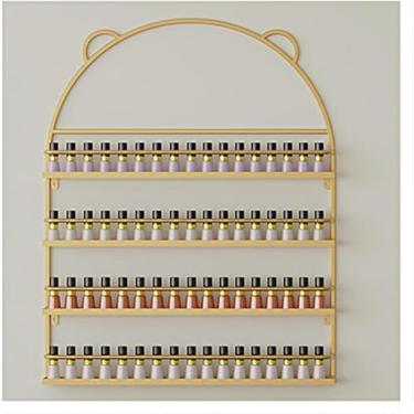 Imagem de ZDJZMGZ Rack de esmalte de parede de metal de 4 camadas, organizador de prateleiras de garrafas de óleo essencial de salão, adequado como presente para meninas e crianças (ouro)