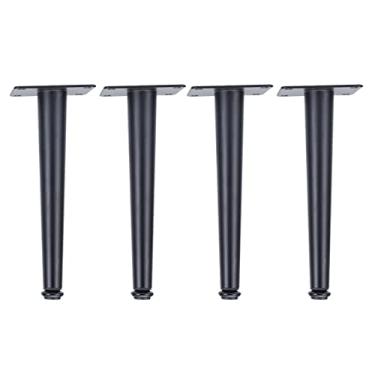 Imagem de Conjunto de 4 pernas retas de metal para móveis, pés de mesa ajustáveis para móveis, pés de substituição de móveis, para sofá cama, mesa de café, TV e pernas de armário de banheiro (cor: preto