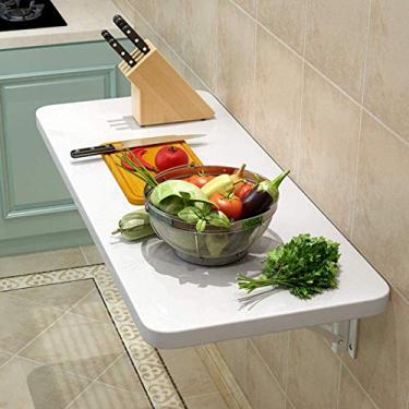 Imagem de Mesa dobrável de parede para computador, mesa dobrável de madeira, para mesa de jantar, economia de espaço, vários tamanhos opcionais, C 60 × L 30 cm / C 23 × L 12 pol