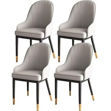 Imagem de Cadeira de jantar, cozinha, sala de jantar, móveis, cadeiras de couro sintético, conjunto de 4 cadeiras de couro PU à prova d'água com pernas de metal, cadeira de recepção para sala de jantar,