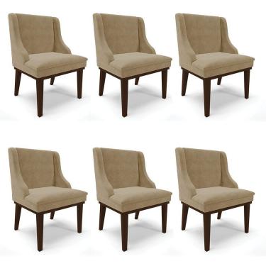Imagem de Kit 06 Cadeiras De Jantar Base Madeira Tabaco Marrom Rato